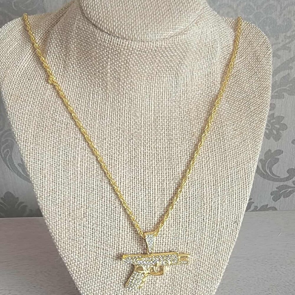 Men's Pendant Gold Tone Necklace